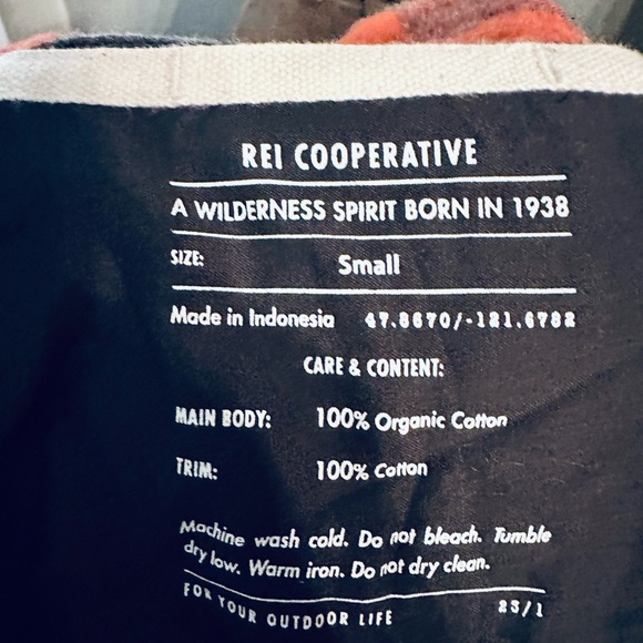 REI Co-op Mens Small Orange Grey Buffalo Plaid Flannel Organic Cotton Shirt F21 - Picture 4 of 5